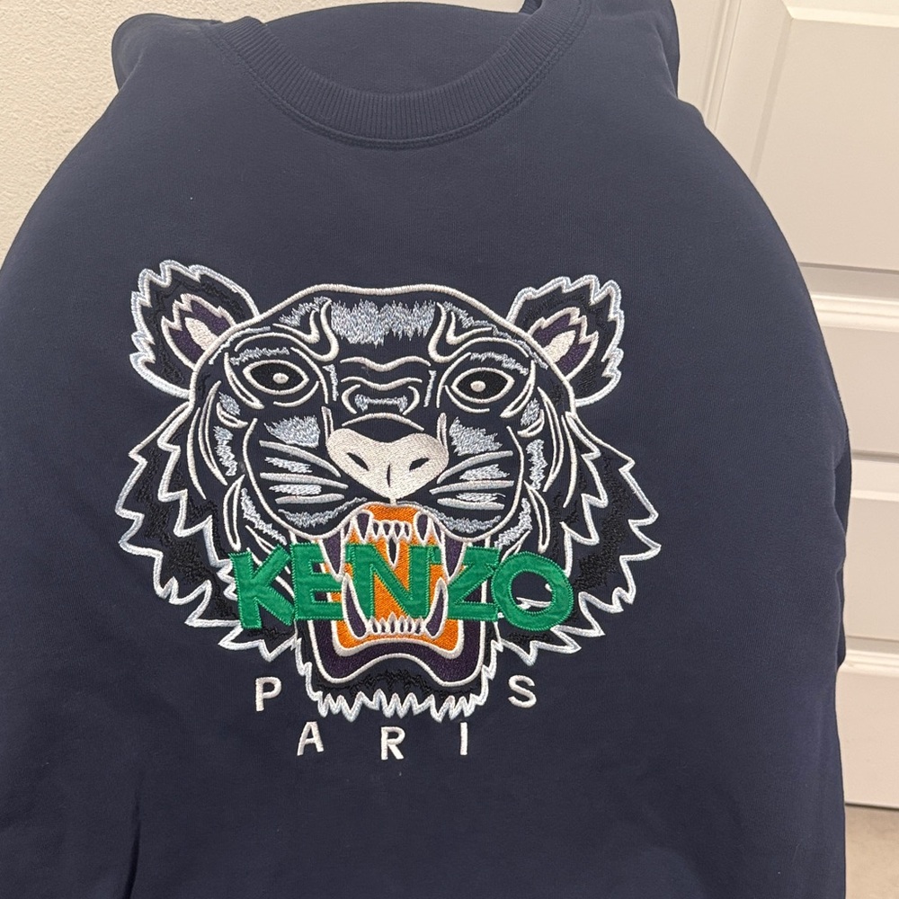 Kenzo Dark Blue Tiger Embroidered Sweatshirt